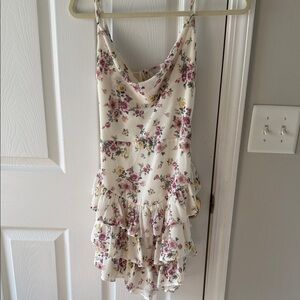 Forever 21 Cream Floral Ruffle Mini Dress